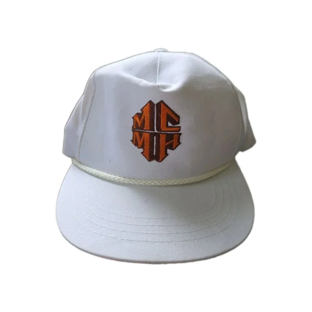 Town Talk Vintage Style White Rope Snapback Hat Orange Brown Embroidered Logo